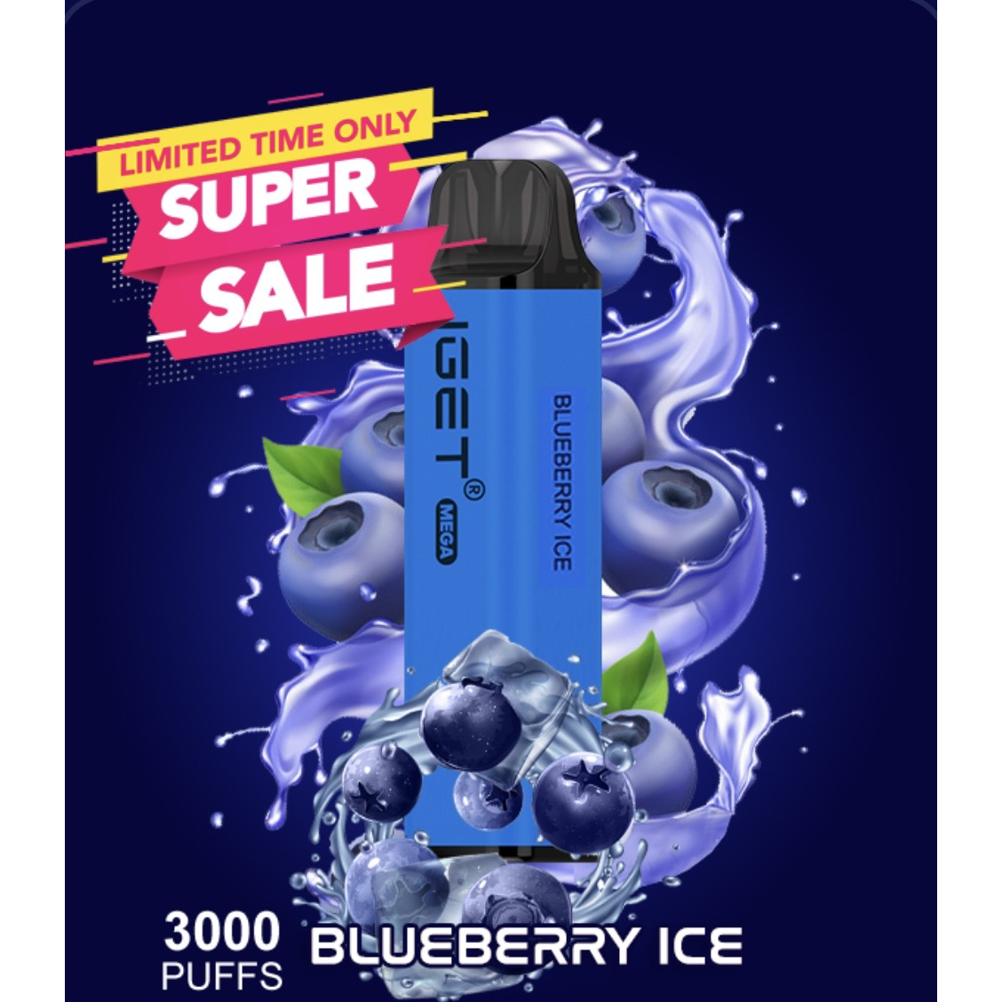 Dark Gray IGET MEGA 3000 Blueberry Ice