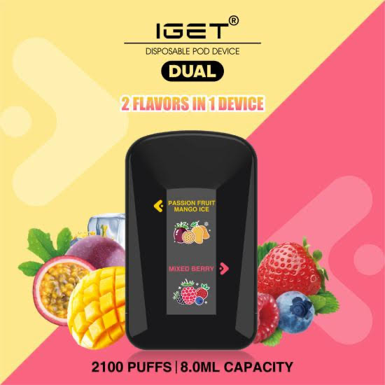 Dark Slate Gray IGET Dual 2100 Passion Fruit Mango Ice Mixed Berry