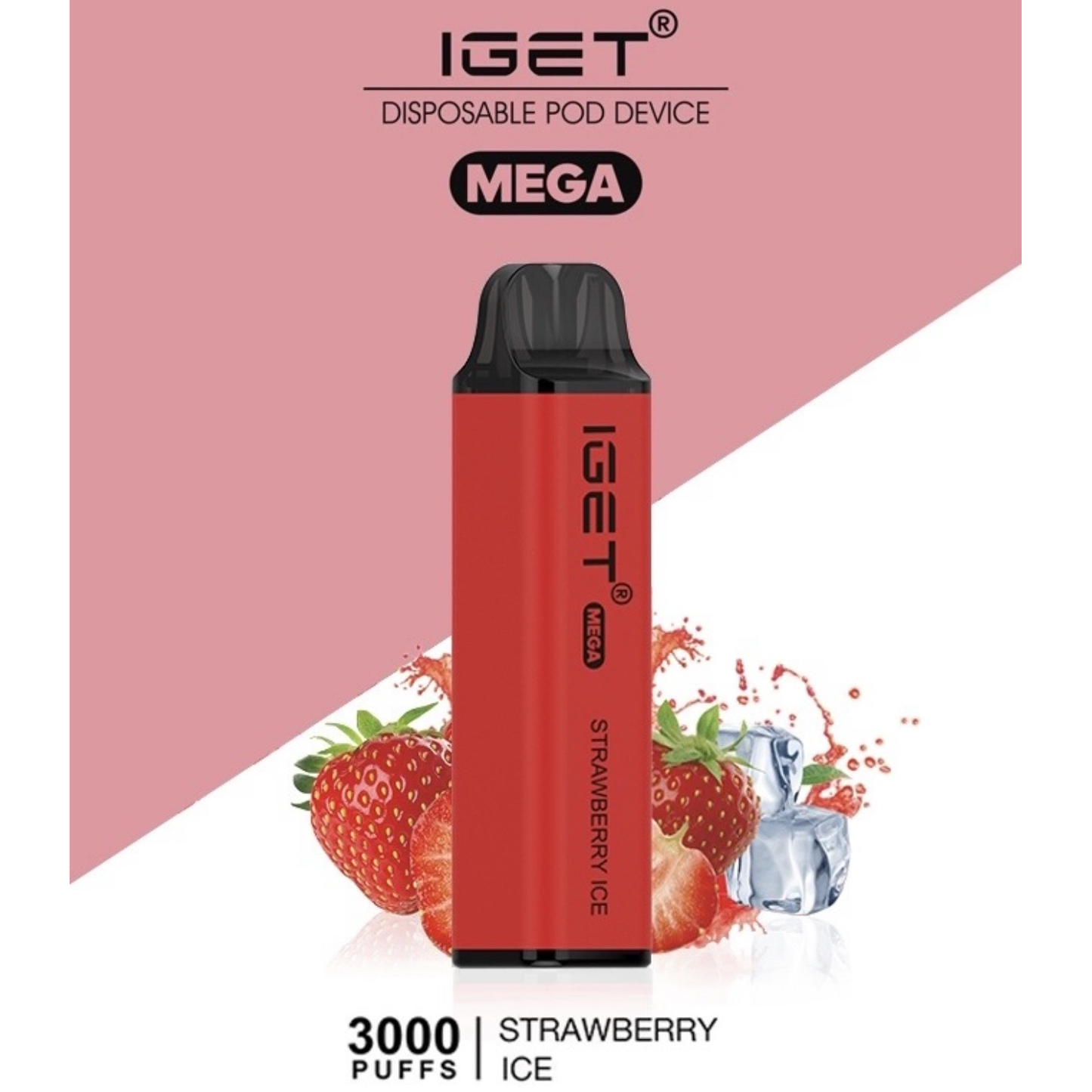Tan IGET MEGA 3000 Strawberry Ice
