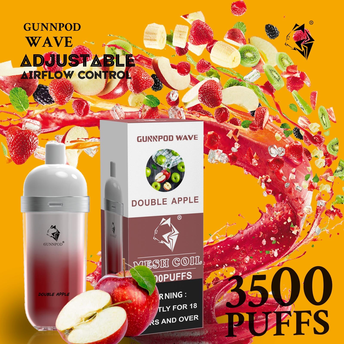 Goldenrod GUNNPOD Wave 3500 Double apple