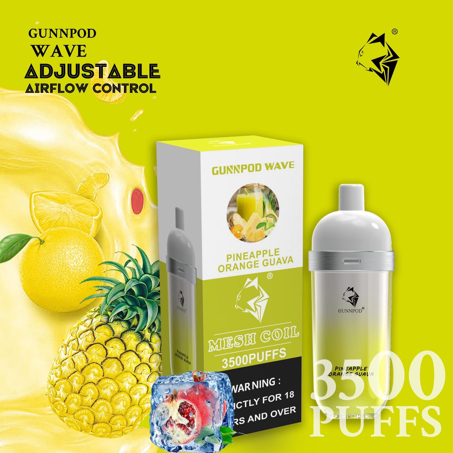 Goldenrod GUNNPOD Wave 3500 Pineapple Orange Guava