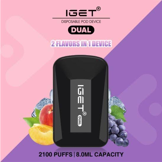 Light Pink IGET Dual 2100 Peach Ice Grape Ice