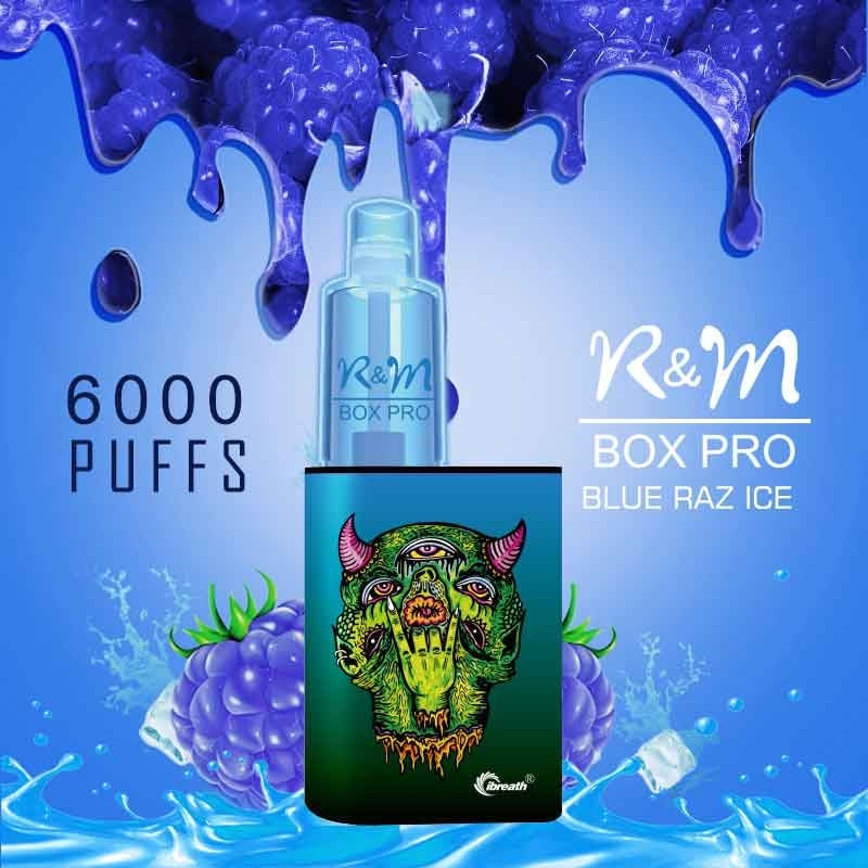 Cornflower Blue R and M BOX PRO 6000 Blue Raz Ice